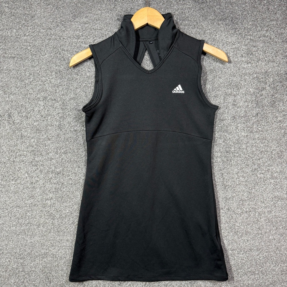 Adidas Girls Black Sleeveless Golf Dress Size M 11-12Y Keyhole Back Pocket